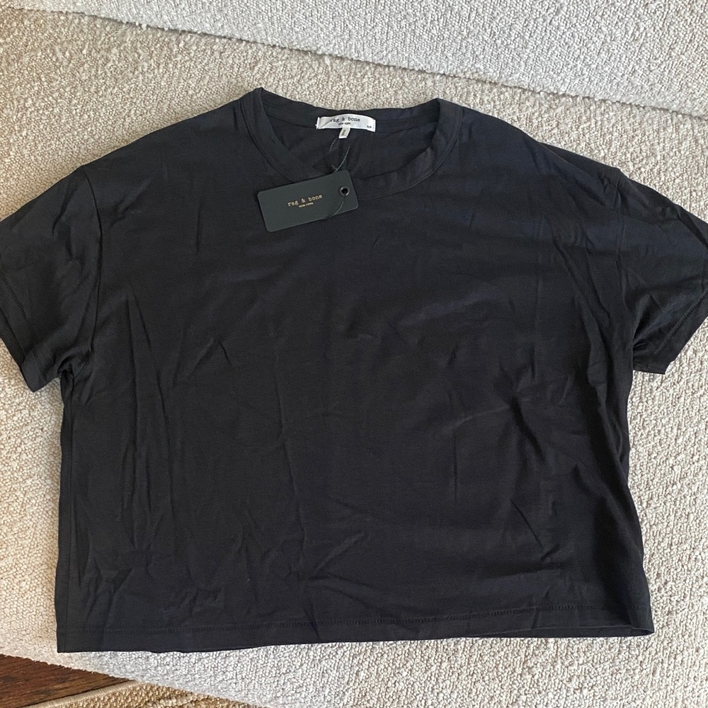 Rag & Bone Mai Boxy Tee. Black. NWT size S